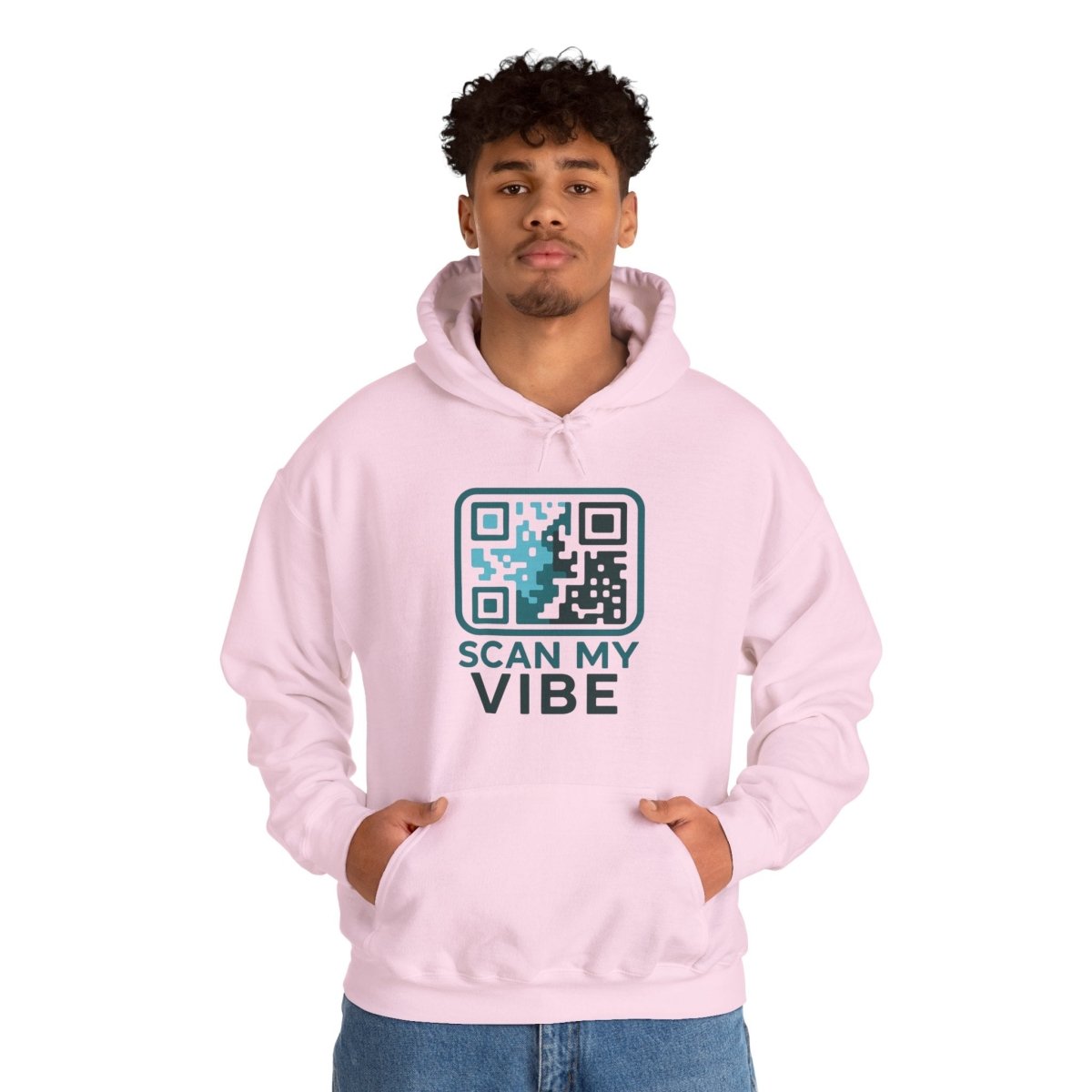 "Scan My Vibe" Hoodie, Unisex Sweatshirt, Casual Streetwear, Trendy Gift, Tech Apparel, Perfect for Events, Comfortable Fashion - AI Tee Hero