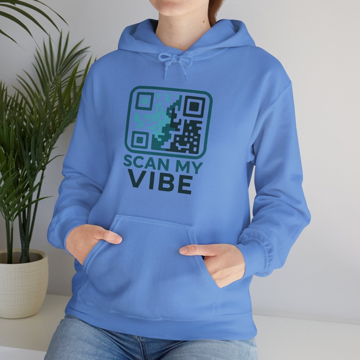 "Scan My Vibe" Hoodie, Unisex Sweatshirt, Casual Streetwear, Trendy Gift, Tech Apparel, Perfect for Events, Comfortable Fashion - AI Tee Hero