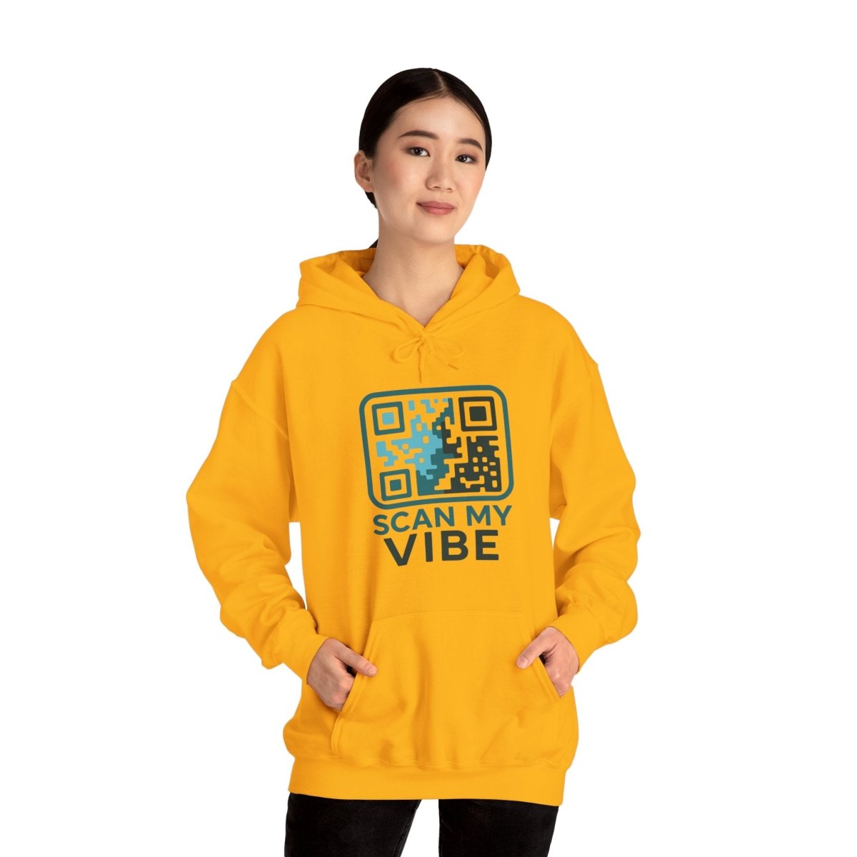 "Scan My Vibe" Hoodie, Unisex Sweatshirt, Casual Streetwear, Trendy Gift, Tech Apparel, Perfect for Events, Comfortable Fashion - AI Tee Hero
