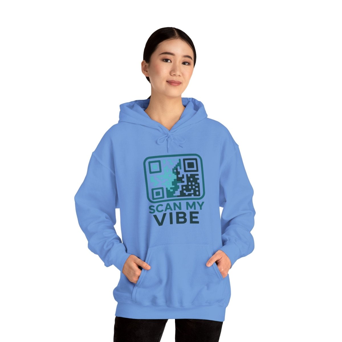 "Scan My Vibe" Hoodie, Unisex Sweatshirt, Casual Streetwear, Trendy Gift, Tech Apparel, Perfect for Events, Comfortable Fashion - AI Tee Hero