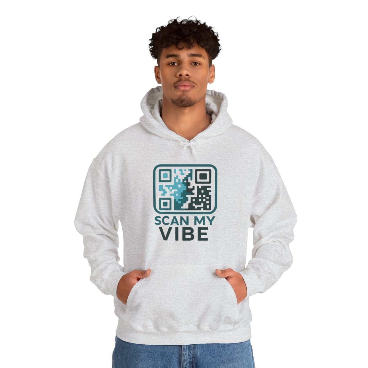 "Scan My Vibe" Hoodie, Unisex Sweatshirt, Casual Streetwear, Trendy Gift, Tech Apparel, Perfect for Events, Comfortable Fashion - AI Tee Hero