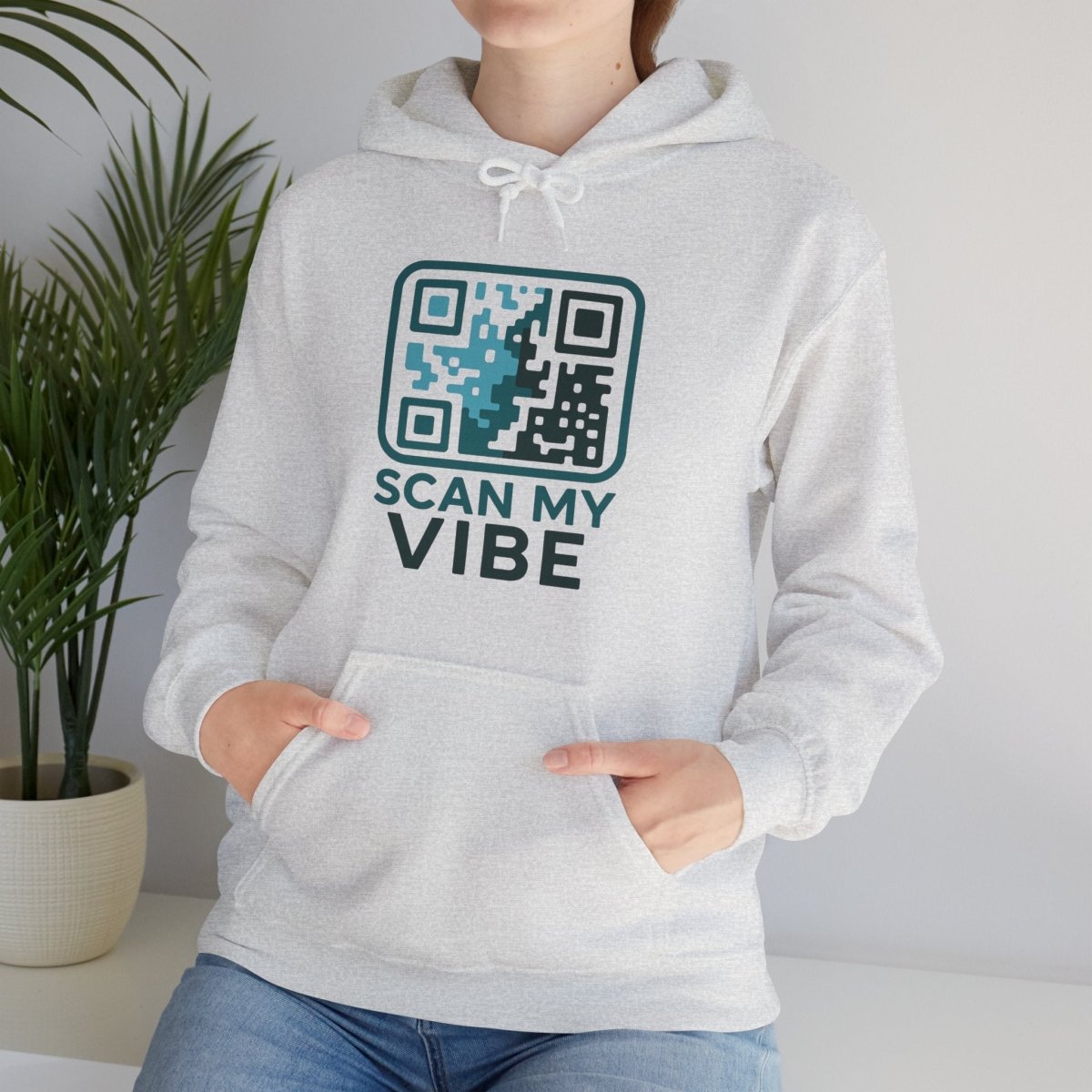 "Scan My Vibe" Hoodie, Unisex Sweatshirt, Casual Streetwear, Trendy Gift, Tech Apparel, Perfect for Events, Comfortable Fashion - AI Tee Hero