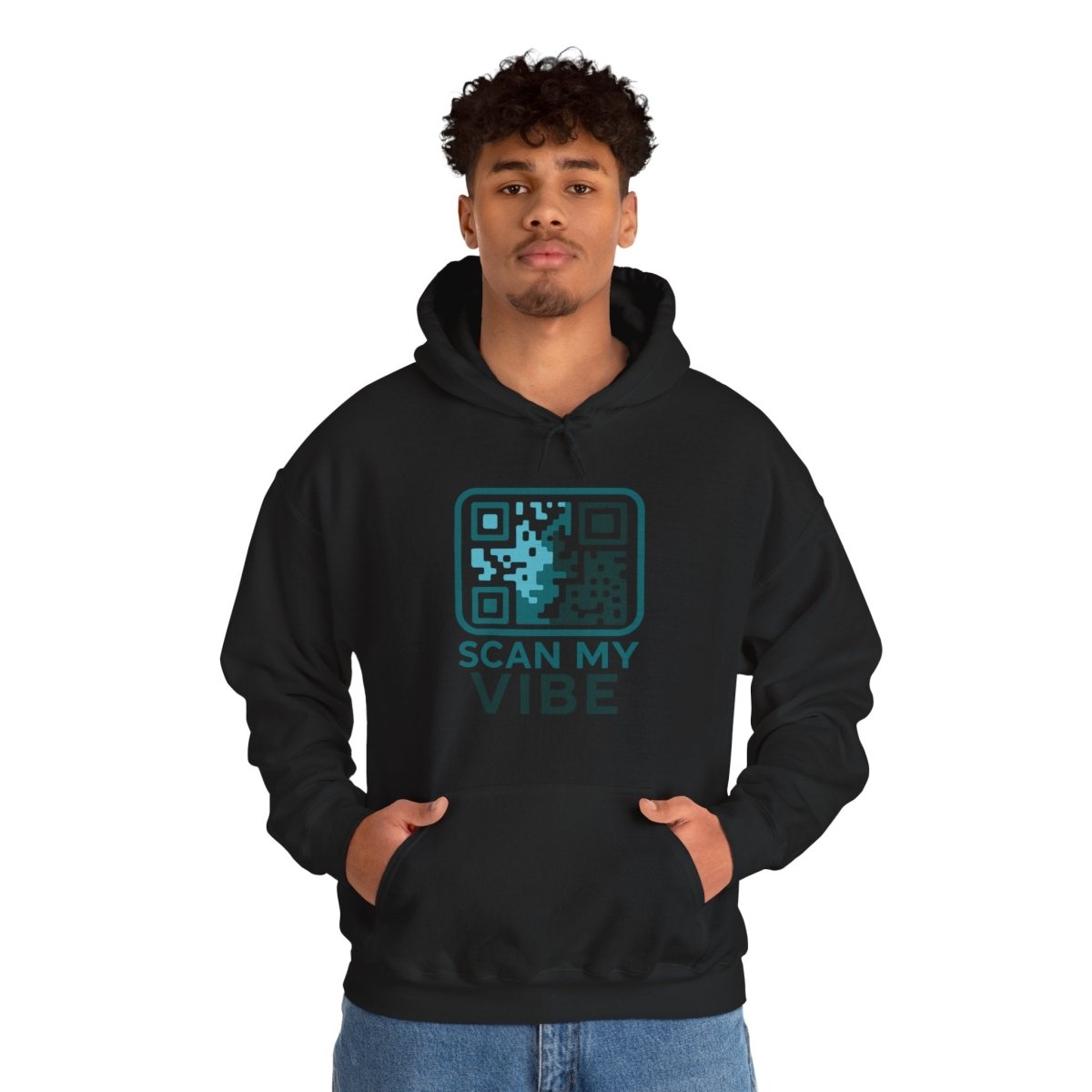 "Scan My Vibe" Hoodie, Unisex Sweatshirt, Casual Streetwear, Trendy Gift, Tech Apparel, Perfect for Events, Comfortable Fashion - AI Tee Hero