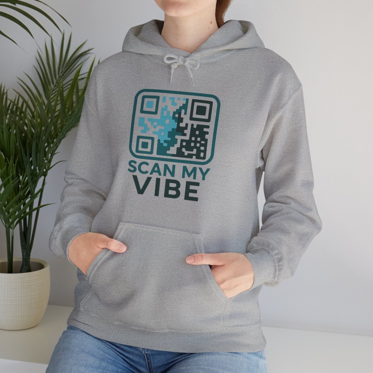 "Scan My Vibe" Hoodie, Unisex Sweatshirt, Casual Streetwear, Trendy Gift, Tech Apparel, Perfect for Events, Comfortable Fashion - AI Tee Hero