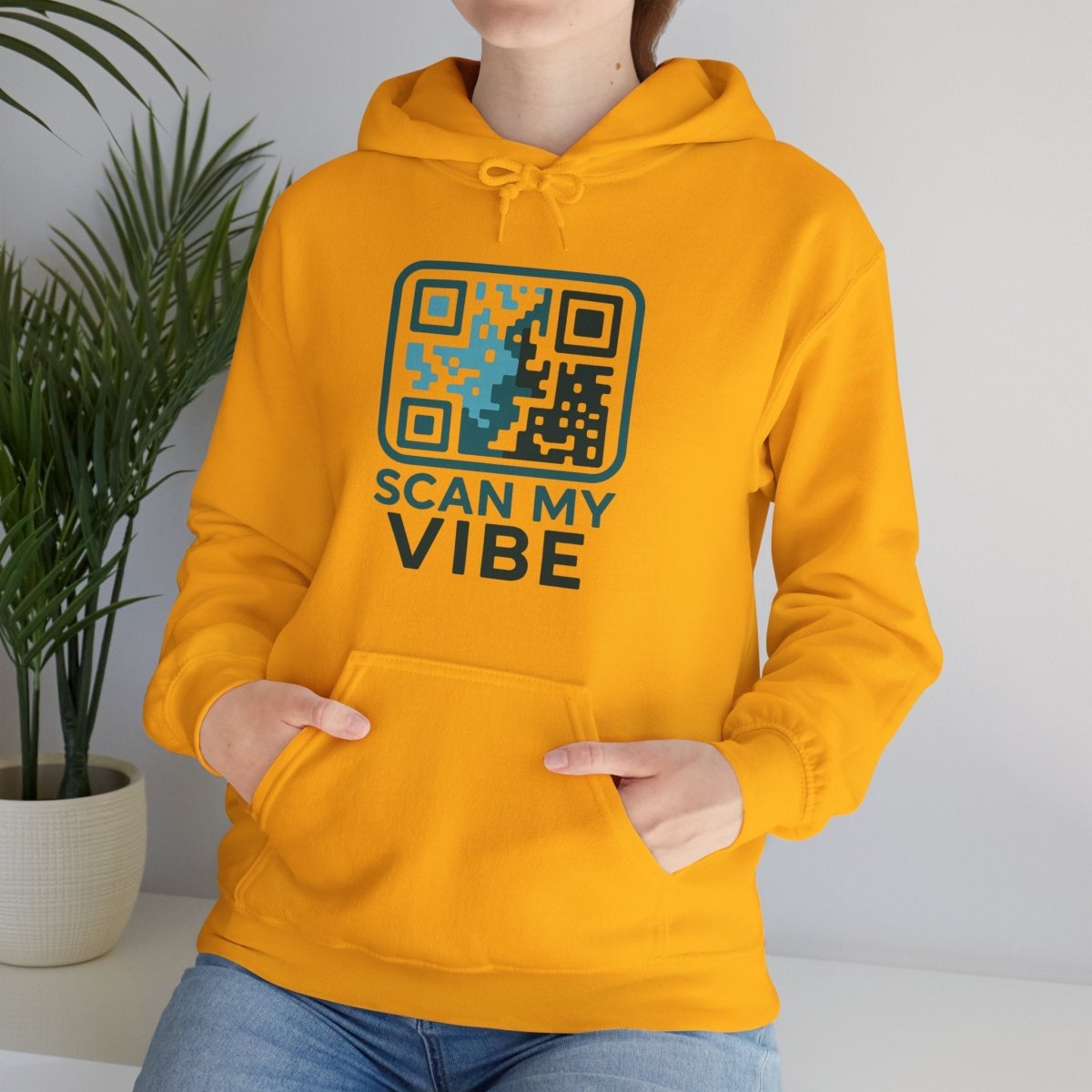 "Scan My Vibe" Hoodie, Unisex Sweatshirt, Casual Streetwear, Trendy Gift, Tech Apparel, Perfect for Events, Comfortable Fashion - AI Tee Hero
