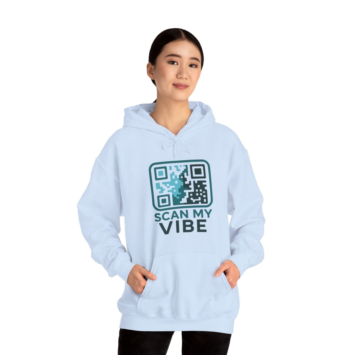 "Scan My Vibe" Hoodie, Unisex Sweatshirt, Casual Streetwear, Trendy Gift, Tech Apparel, Perfect for Events, Comfortable Fashion - AI Tee Hero