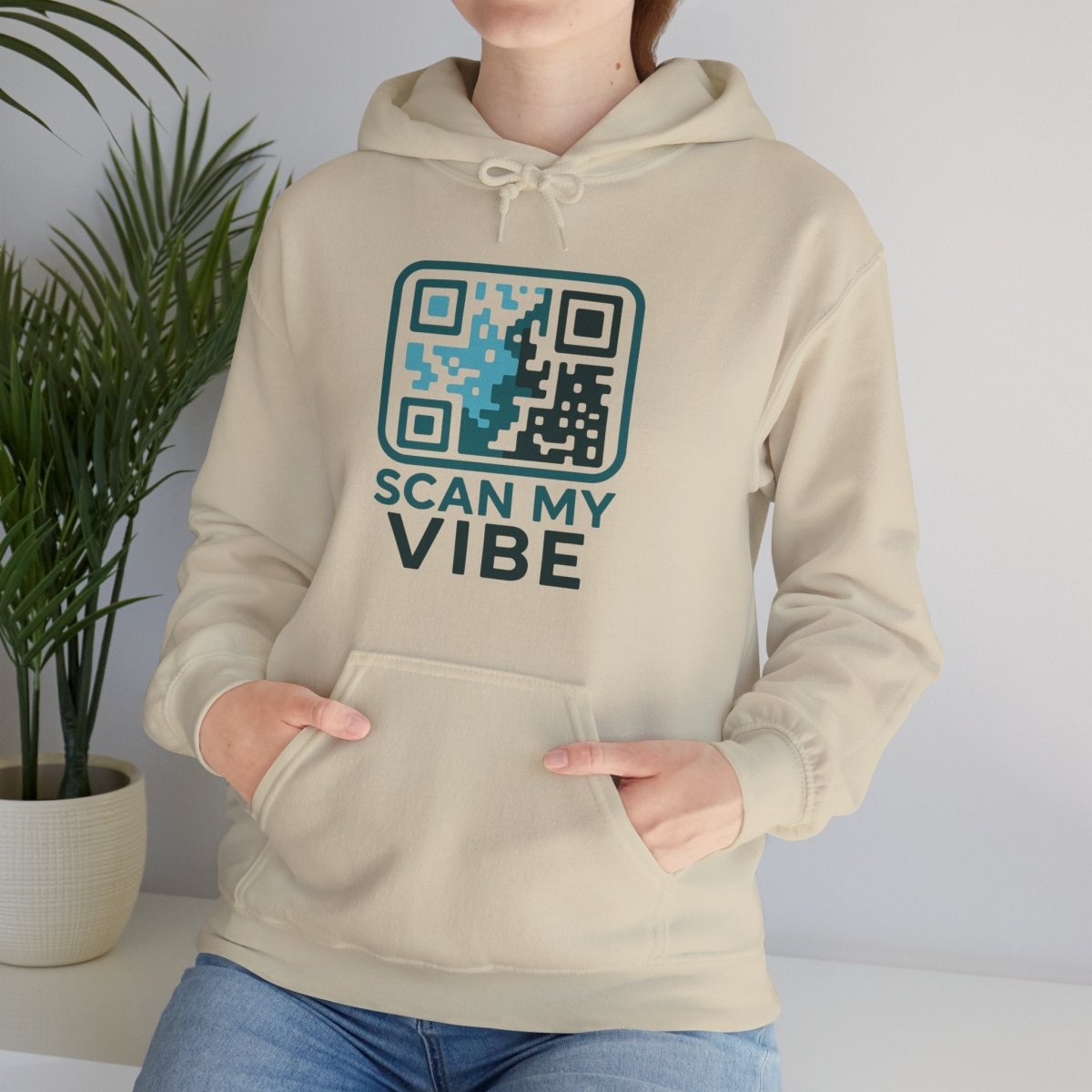 "Scan My Vibe" Hoodie, Unisex Sweatshirt, Casual Streetwear, Trendy Gift, Tech Apparel, Perfect for Events, Comfortable Fashion - AI Tee Hero
