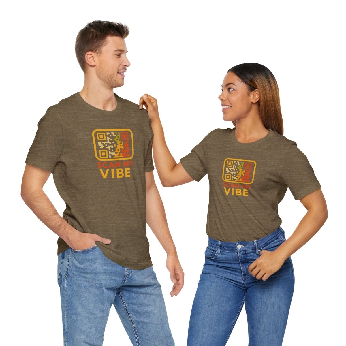 "Scan My Vibe" QR Code T-Shirt: Casual Wear, Summer Outfits, Unique Gift, Trendy Fashion, Fun Events CW - 1 Yellow Orange - AI Tee Hero