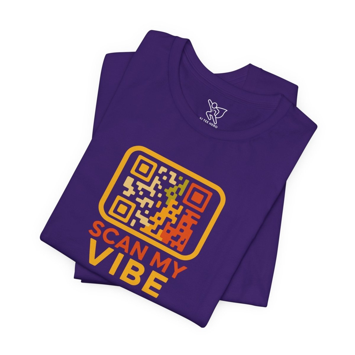 "Scan My Vibe" QR Code T-Shirt: Casual Wear, Summer Outfits, Unique Gift, Trendy Fashion, Fun Events CW - 1 Yellow Orange - AI Tee Hero
