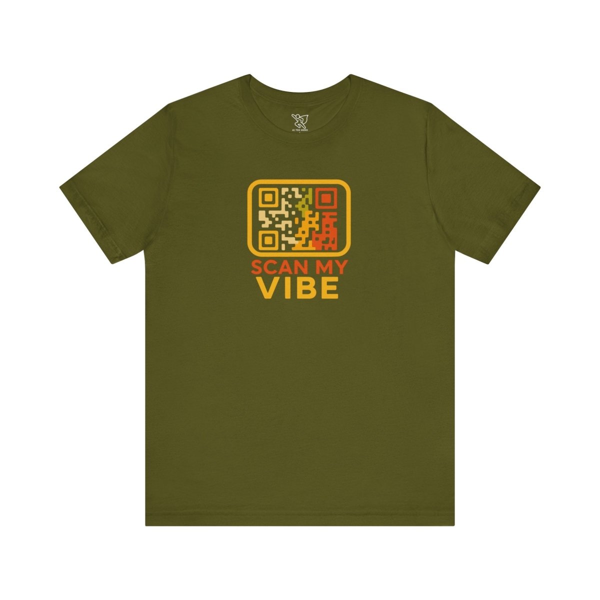 "Scan My Vibe" QR Code T-Shirt: Casual Wear, Summer Outfits, Unique Gift, Trendy Fashion, Fun Events CW - 1 Yellow Orange - AI Tee Hero
