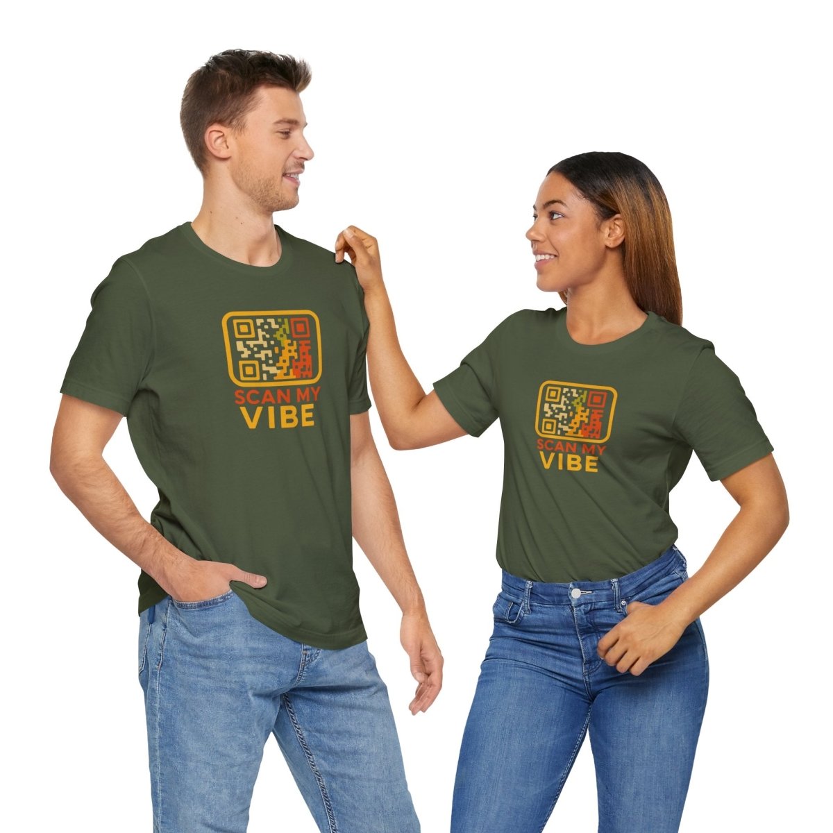 "Scan My Vibe" QR Code T-Shirt: Casual Wear, Summer Outfits, Unique Gift, Trendy Fashion, Fun Events CW - 1 Yellow Orange - AI Tee Hero