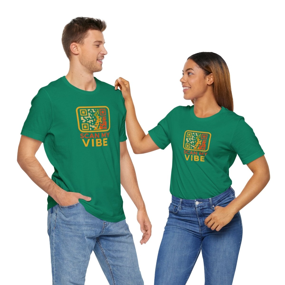 "Scan My Vibe" QR Code T-Shirt: Casual Wear, Summer Outfits, Unique Gift, Trendy Fashion, Fun Events CW - 1 Yellow Orange - AI Tee Hero