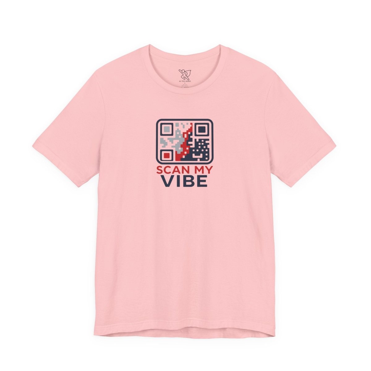 "Scan My Vibe" QR Code T-Shirt: Casual Wear, Summer Outfits, Unique Gift, Trendy Fashion, Fun Events CW - 2 Red Blue - AI Tee Hero