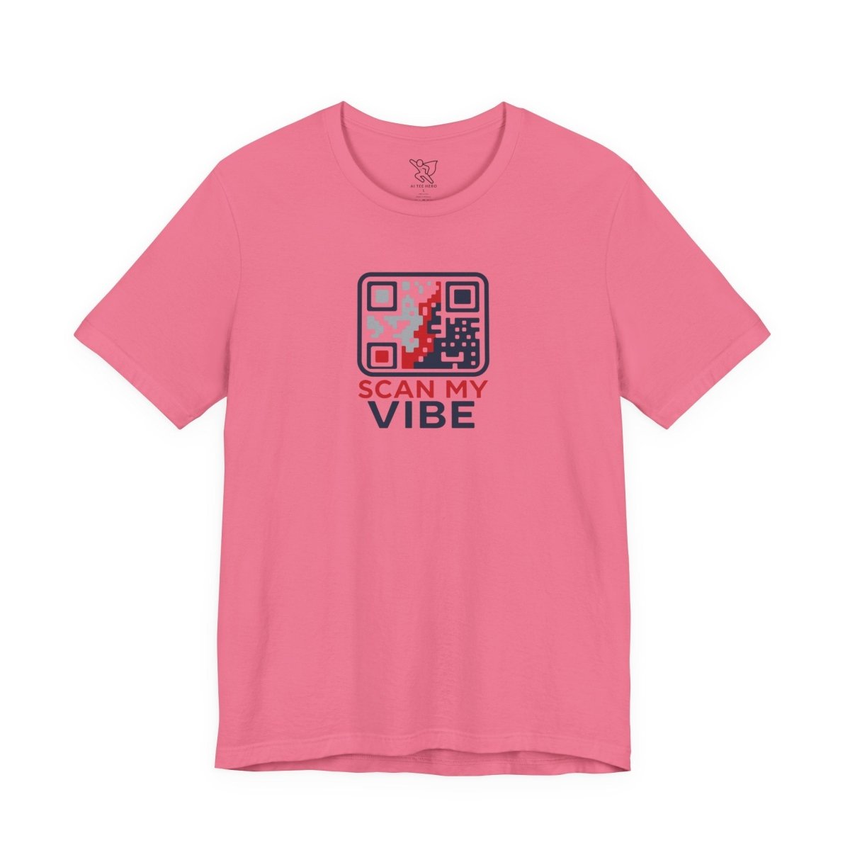"Scan My Vibe" QR Code T-Shirt: Casual Wear, Summer Outfits, Unique Gift, Trendy Fashion, Fun Events CW - 2 Red Blue - AI Tee Hero