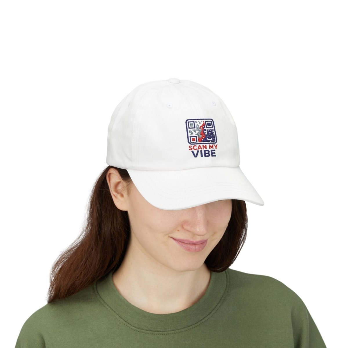 "Scan My Vibe" Stylish Classic Dad Cap | Scan My Vibe Embroidered Hat, Casual Wear, Perfect Gift for Dads, Family Outings, Everyday Style, Summer Accessory - AI Tee Hero