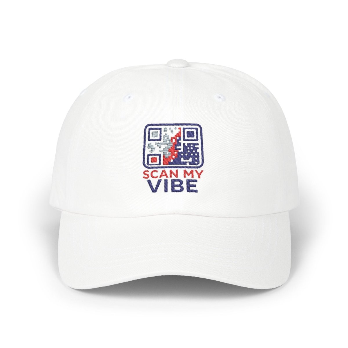 "Scan My Vibe" Stylish Classic Dad Cap | Scan My Vibe Embroidered Hat, Casual Wear, Perfect Gift for Dads, Family Outings, Everyday Style, Summer Accessory - AI Tee Hero