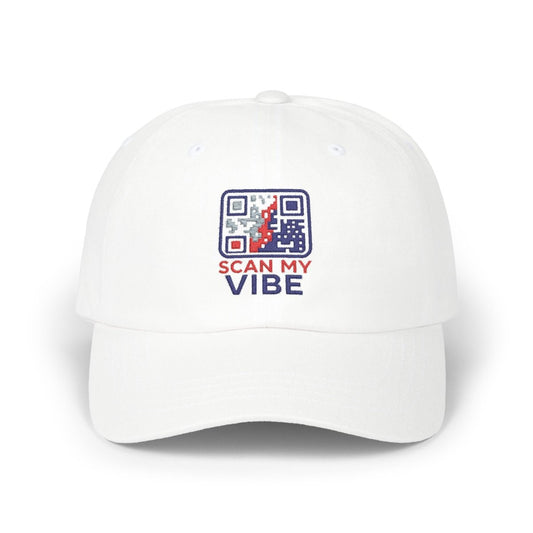 "Scan My Vibe" Stylish Classic Dad Cap | Scan My Vibe Embroidered Hat, Casual Wear, Perfect Gift for Dads, Family Outings, Everyday Style, Summer Accessory - AI Tee Hero