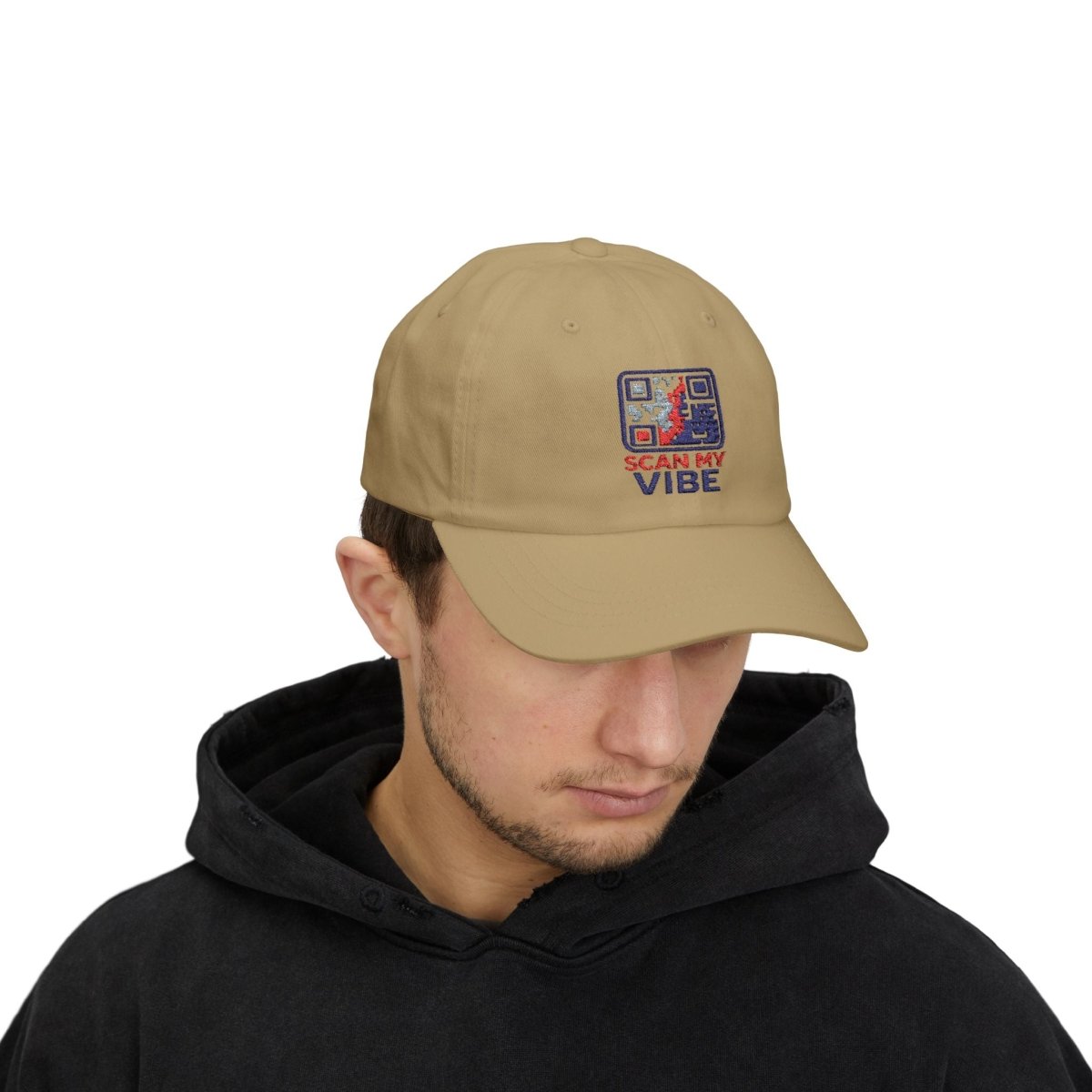 "Scan My Vibe" Stylish Classic Dad Cap | Scan My Vibe Embroidered Hat, Casual Wear, Perfect Gift for Dads, Family Outings, Everyday Style, Summer Accessory - AI Tee Hero
