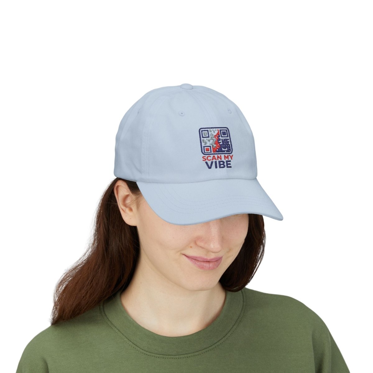 "Scan My Vibe" Stylish Classic Dad Cap | Scan My Vibe Embroidered Hat, Casual Wear, Perfect Gift for Dads, Family Outings, Everyday Style, Summer Accessory - AI Tee Hero