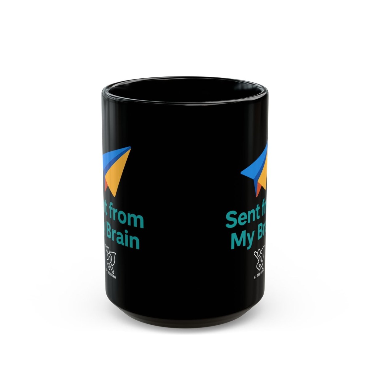 "Sent from My Brain" Black Mug | Funny Coffee Cup for Brainstorming, Gift for Coffee Lovers, Office Humor, Creative Mindfulness - AI Tee Hero