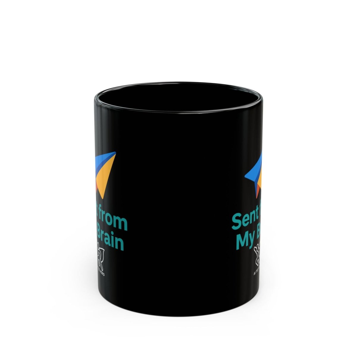 "Sent from My Brain" Black Mug | Funny Coffee Cup for Brainstorming, Gift for Coffee Lovers, Office Humor, Creative Mindfulness - AI Tee Hero