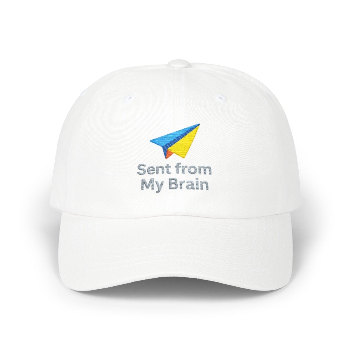 "Sent from My Brain" Classic Dad Cap, Embroidered Hat for Dads, Funny Gift for Father's Day, Casual Summer Accessory, Unisex Dad Hat - AI Tee Hero