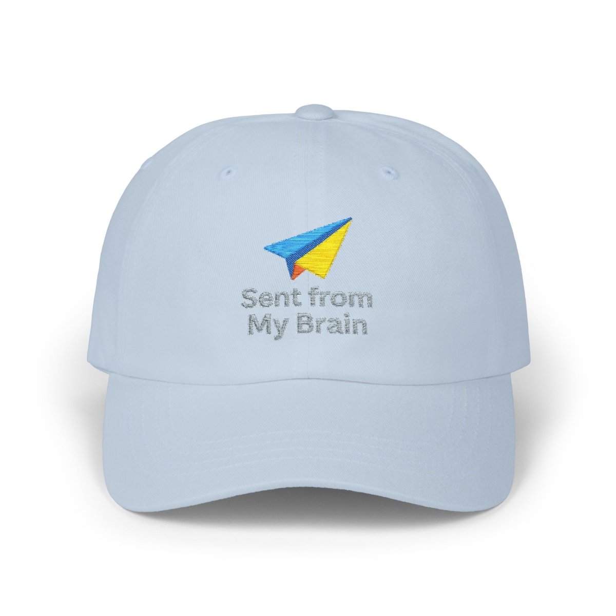 "Sent from My Brain" Classic Dad Cap, Embroidered Hat for Dads, Funny Gift for Father's Day, Casual Summer Accessory, Unisex Dad Hat - AI Tee Hero