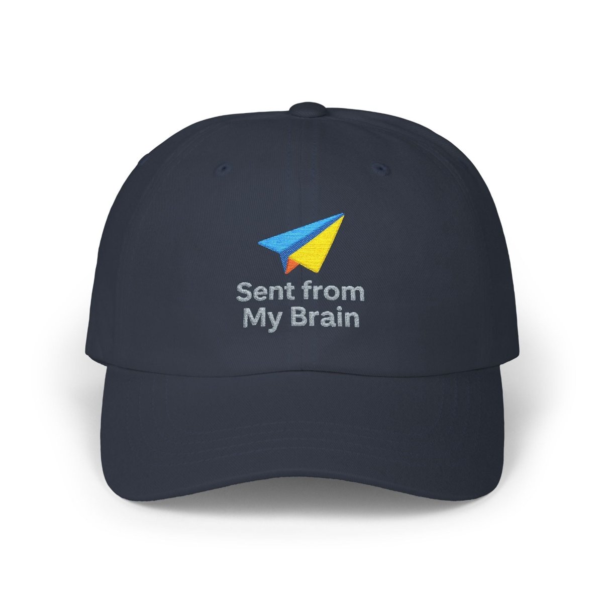 "Sent from My Brain" Classic Dad Cap, Embroidered Hat for Dads, Funny Gift for Father's Day, Casual Summer Accessory, Unisex Dad Hat - AI Tee Hero