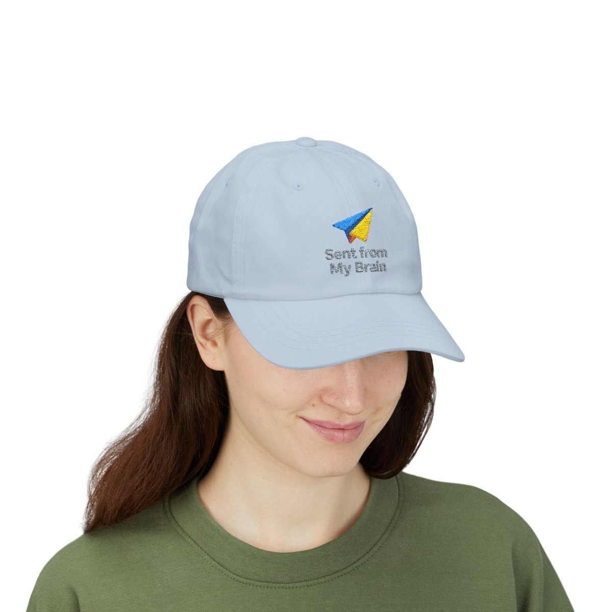"Sent from My Brain" Classic Dad Cap, Embroidered Hat for Dads, Funny Gift for Father's Day, Casual Summer Accessory, Unisex Dad Hat - AI Tee Hero