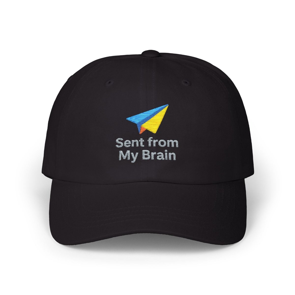 "Sent from My Brain" Classic Dad Cap, Embroidered Hat for Dads, Funny Gift for Father's Day, Casual Summer Accessory, Unisex Dad Hat - AI Tee Hero