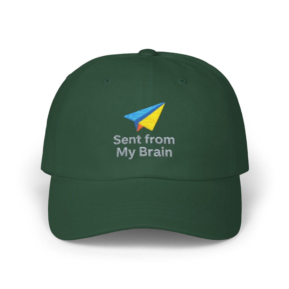 "Sent from My Brain" Classic Dad Cap, Embroidered Hat for Dads, Funny Gift for Father's Day, Casual Summer Accessory, Unisex Dad Hat - AI Tee Hero