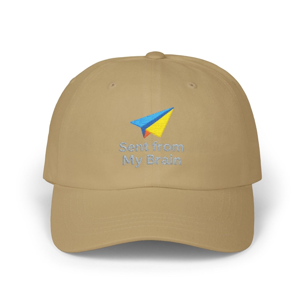 "Sent from My Brain" Classic Dad Cap, Embroidered Hat for Dads, Funny Gift for Father's Day, Casual Summer Accessory, Unisex Dad Hat - AI Tee Hero