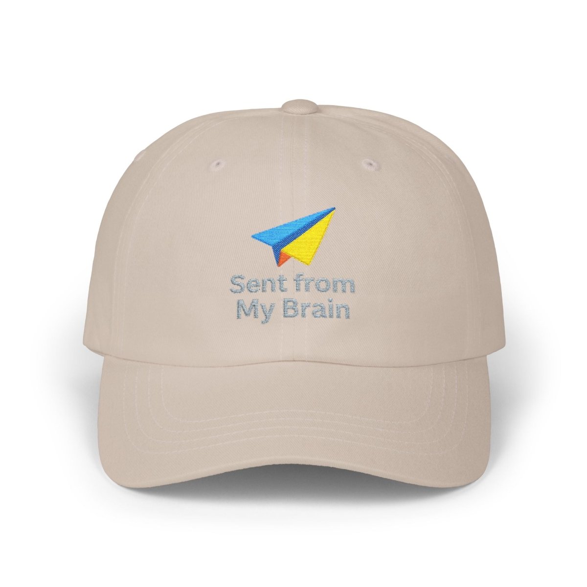 "Sent from My Brain" Classic Dad Cap, Embroidered Hat for Dads, Funny Gift for Father's Day, Casual Summer Accessory, Unisex Dad Hat - AI Tee Hero