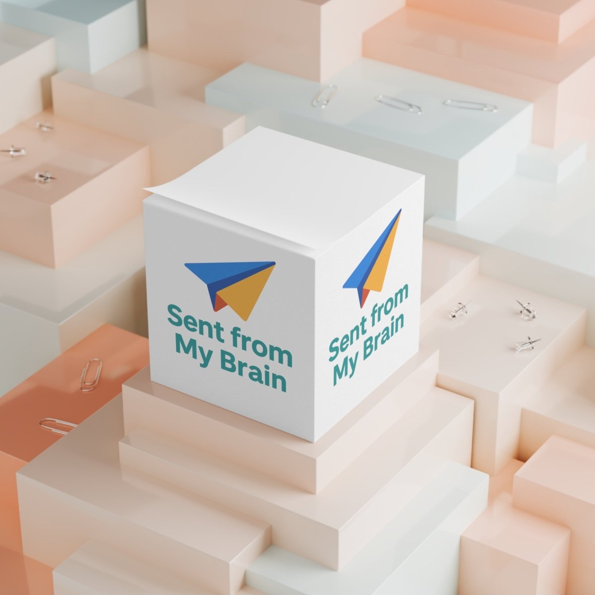 "Sent from My Brain" Note Cube - Creative Office Supplies, Desk Organizer, Gift for Writers, Students, Teachers, Note - Taking - AI Tee Hero