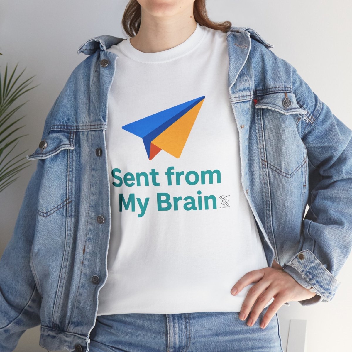 "Sent from My Brain" - Perfect Gift for Creative Minds, Casual Wear, Unique Birthday, Funny Statement Shirt - AI Tee Hero