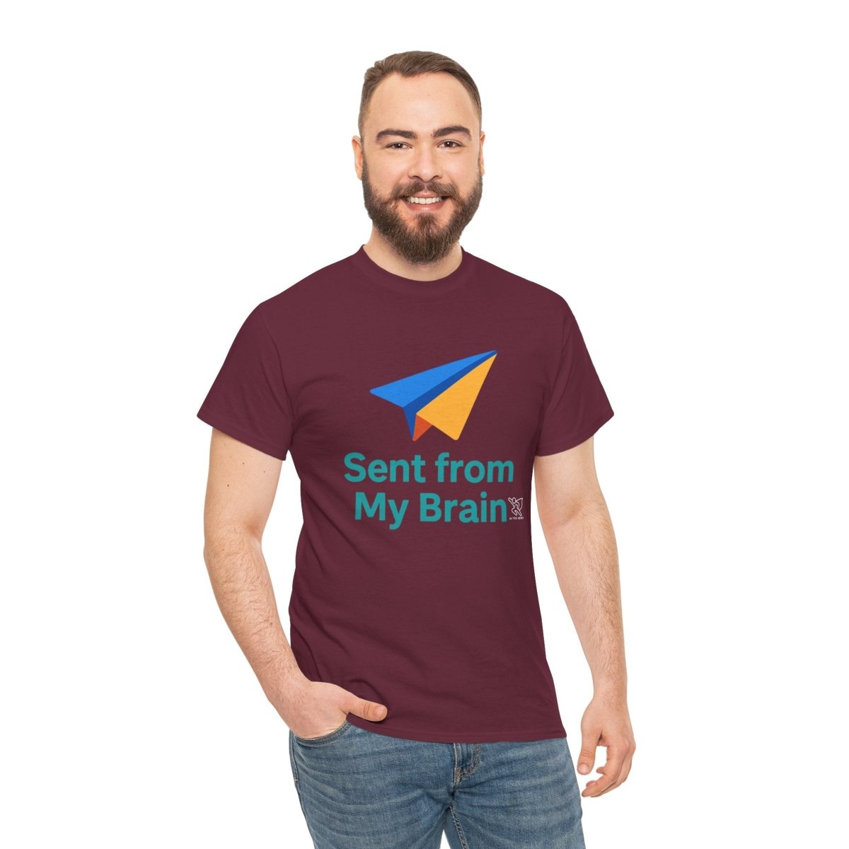 "Sent from My Brain" - Perfect Gift for Creative Minds, Casual Wear, Unique Birthday, Funny Statement Shirt - AI Tee Hero