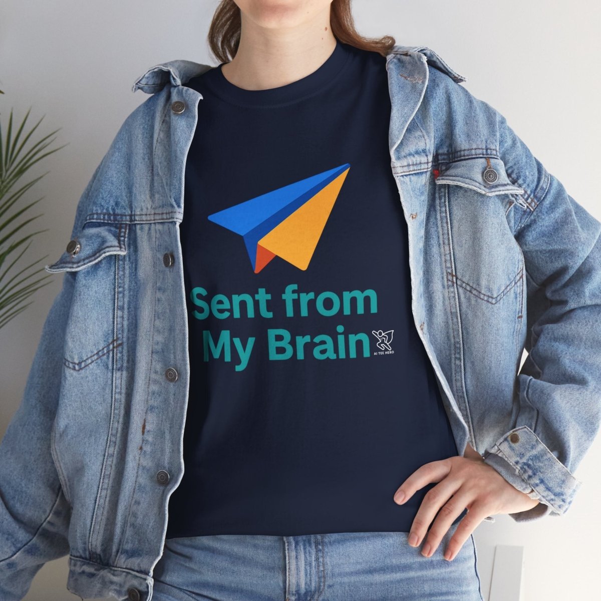 "Sent from My Brain" - Perfect Gift for Creative Minds, Casual Wear, Unique Birthday, Funny Statement Shirt - AI Tee Hero