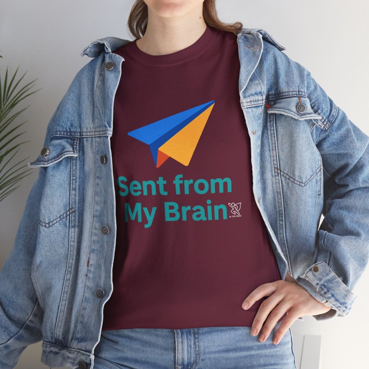 "Sent from My Brain" - Perfect Gift for Creative Minds, Casual Wear, Unique Birthday, Funny Statement Shirt - AI Tee Hero