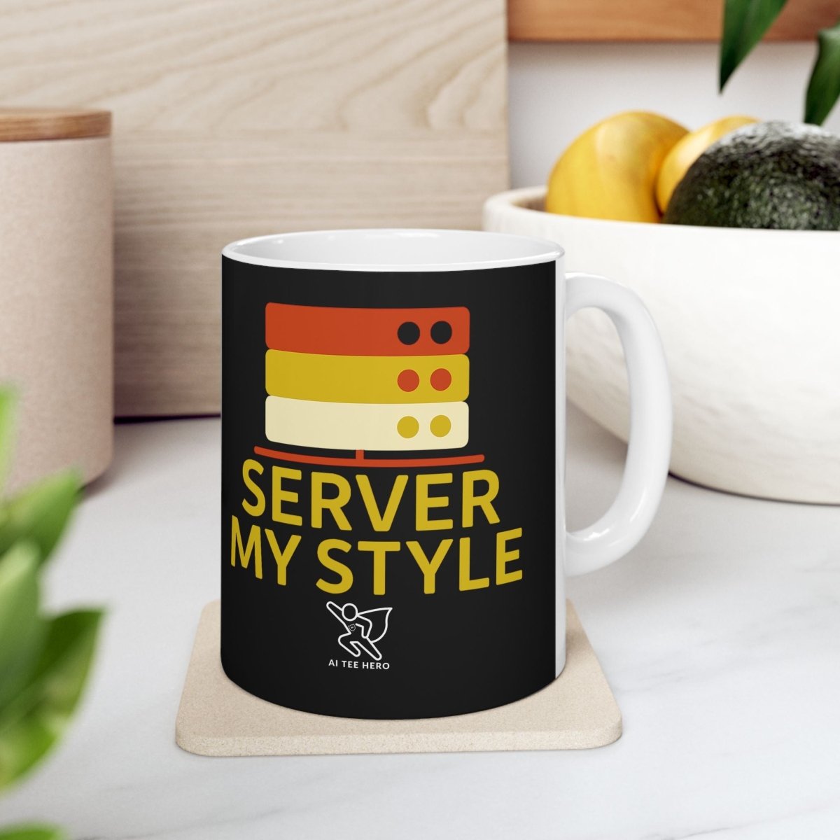"Server My Style" Fun Ceramic Mug for Food Lovers | Perfect Gift for Chefs, Kitchen Decor, Birthday, Foodie, Coffee Lovers - AI Tee Hero