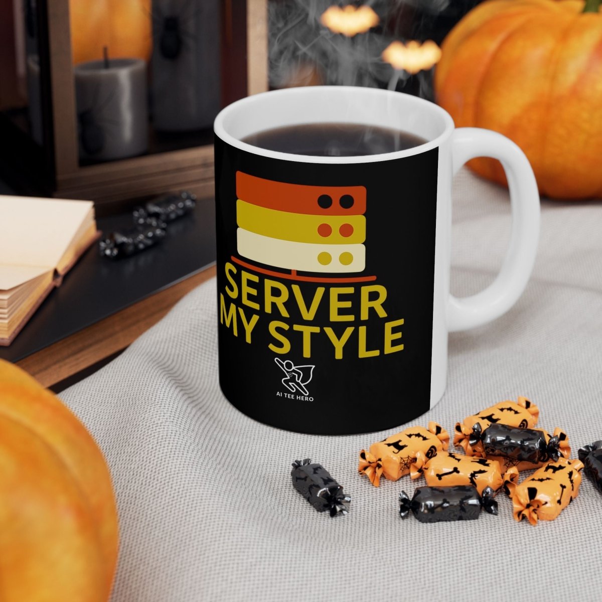 "Server My Style" Fun Ceramic Mug for Food Lovers | Perfect Gift for Chefs, Kitchen Decor, Birthday, Foodie, Coffee Lovers - AI Tee Hero