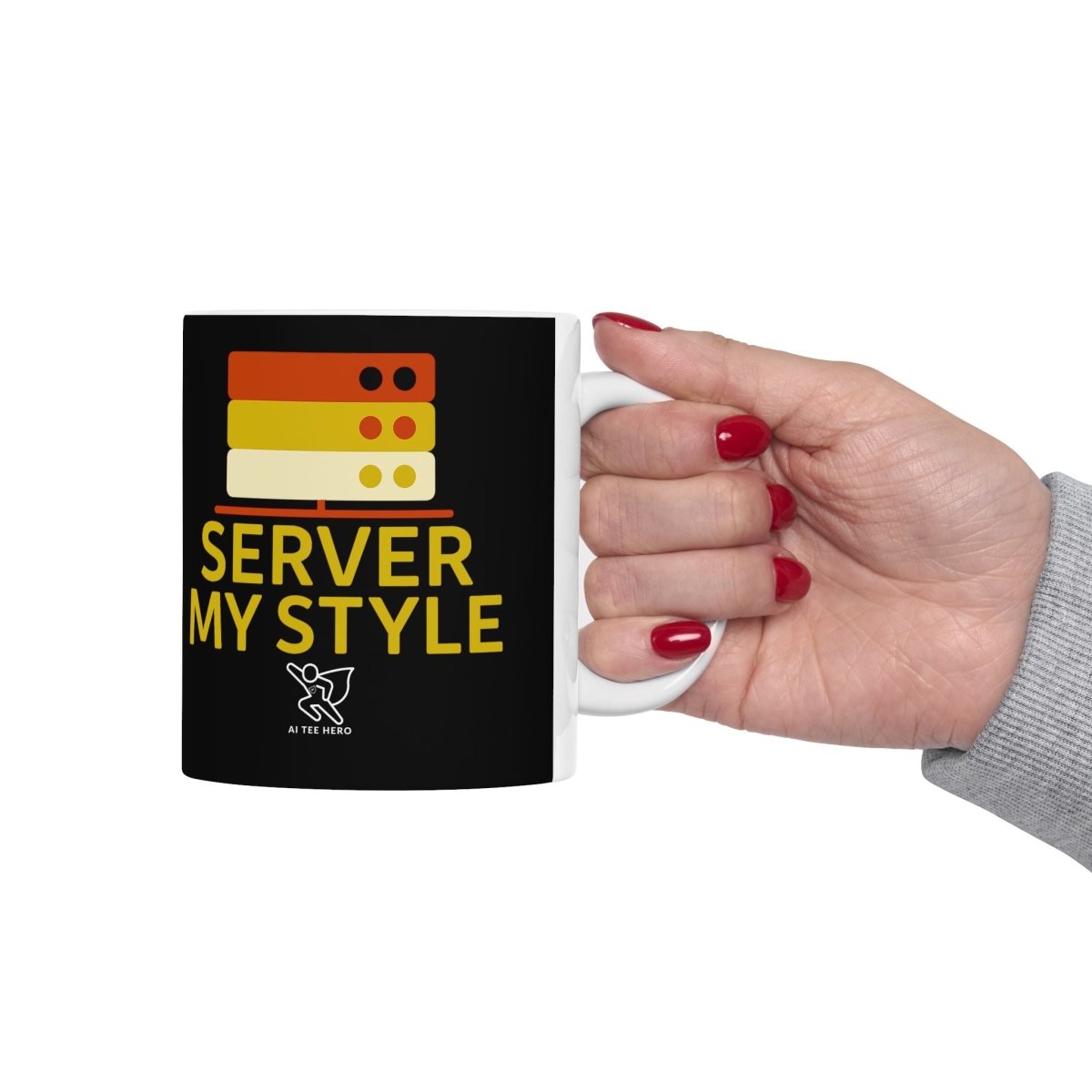 "Server My Style" Fun Ceramic Mug for Food Lovers | Perfect Gift for Chefs, Kitchen Decor, Birthday, Foodie, Coffee Lovers - AI Tee Hero