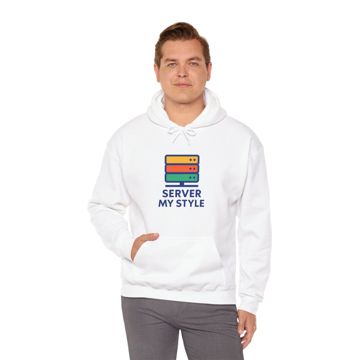 "Server My Style" Unisex Heavy Blend™ Hooded Sweatshirt for Tech Lovers, Perfect Gift for Programmers and Gamers, Cozy Casual [...] - AI Tee Hero