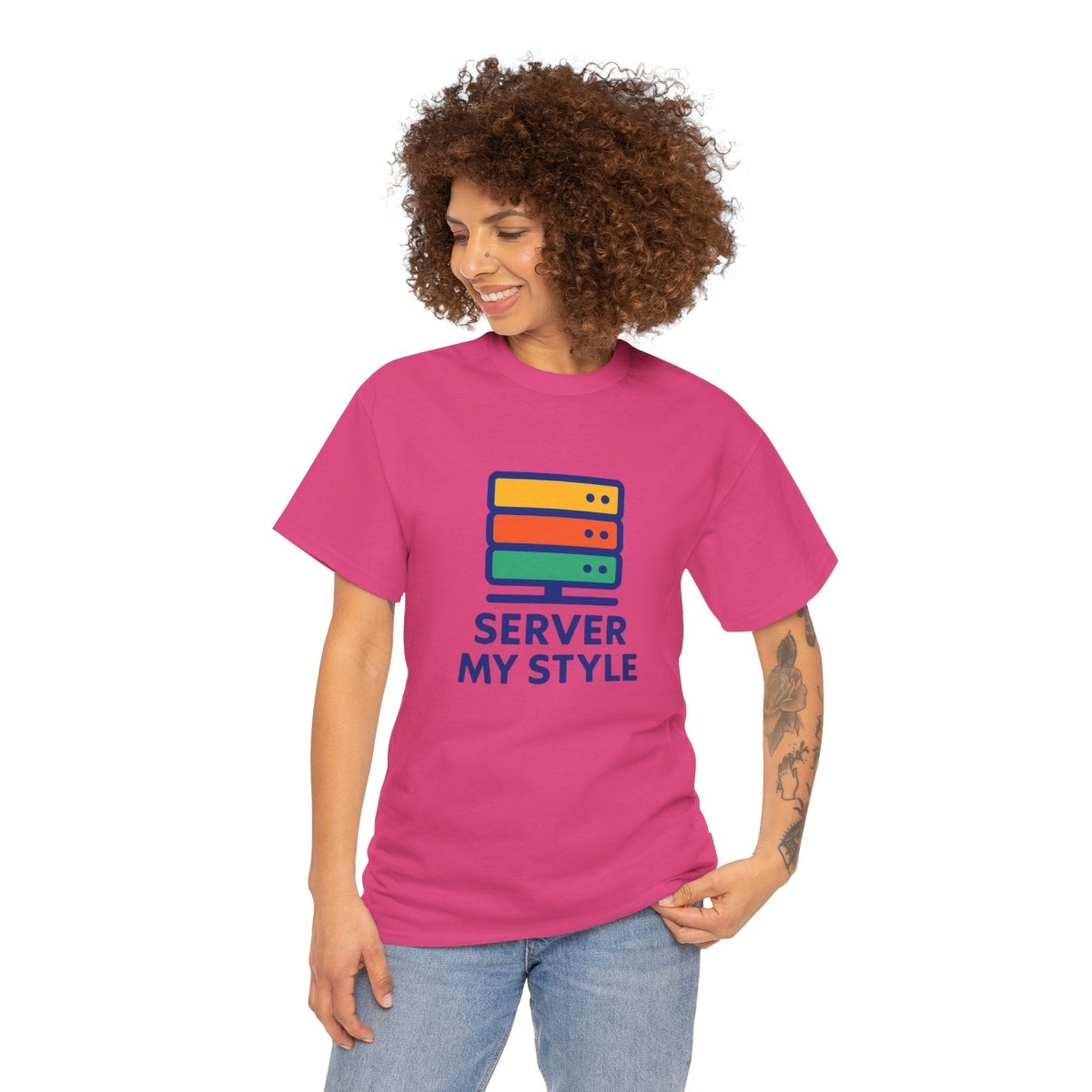 "Server My Style" Unisex Heavy Cotton Tee, Tech Humor Shirt, Geeky Gift, Casual Wear, Birthday Present, Everyday Comfort CW - 1 Royal Blue - AI Tee Hero