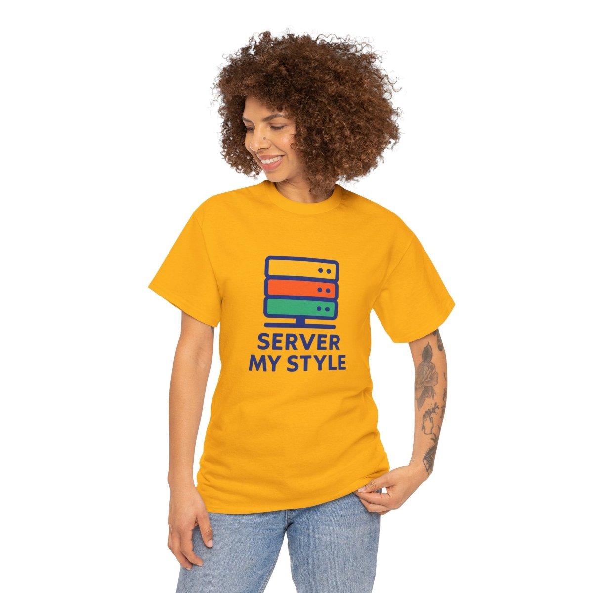"Server My Style" Unisex Heavy Cotton Tee, Tech Humor Shirt, Geeky Gift, Casual Wear, Birthday Present, Everyday Comfort CW - 1 Royal Blue - AI Tee Hero