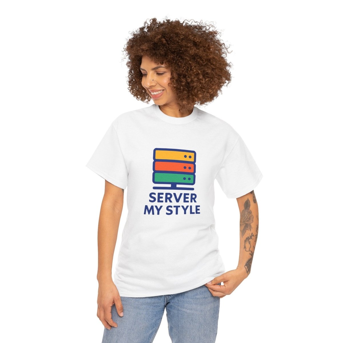 "Server My Style" Unisex Heavy Cotton Tee, Tech Humor Shirt, Geeky Gift, Casual Wear, Birthday Present, Everyday Comfort CW - 1 Royal Blue - AI Tee Hero