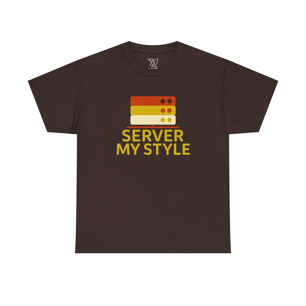 "Server My Style" Unisex Heavy Cotton Tee, Tech Humor Shirt, Geeky Gift, Casual Wear, Birthday Present, Everyday Comfort CW - 2 Yellow Orange - AI Tee Hero