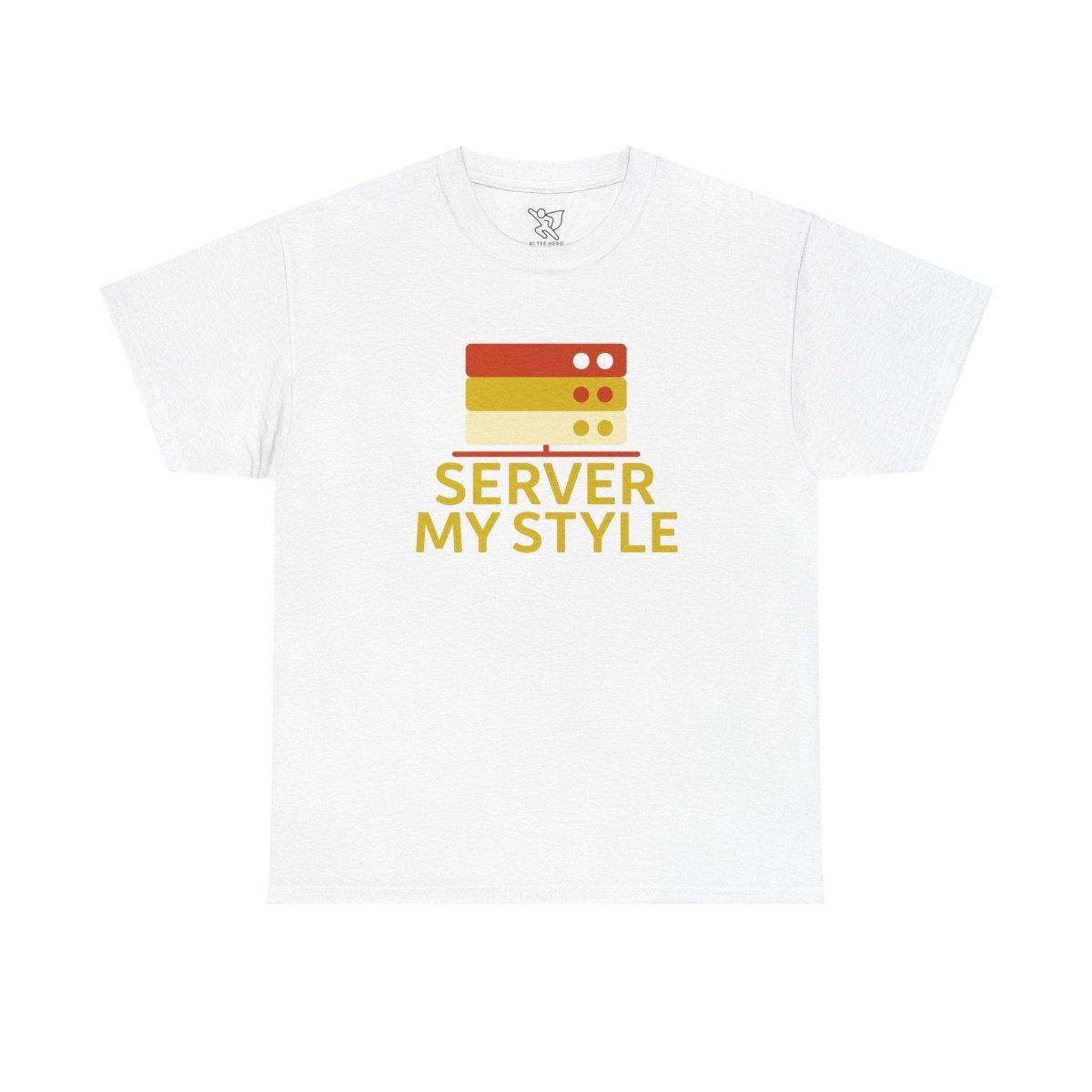 "Server My Style" Unisex Heavy Cotton Tee, Tech Humor Shirt, Geeky Gift, Casual Wear, Birthday Present, Everyday Comfort CW - 2 Yellow Orange - AI Tee Hero