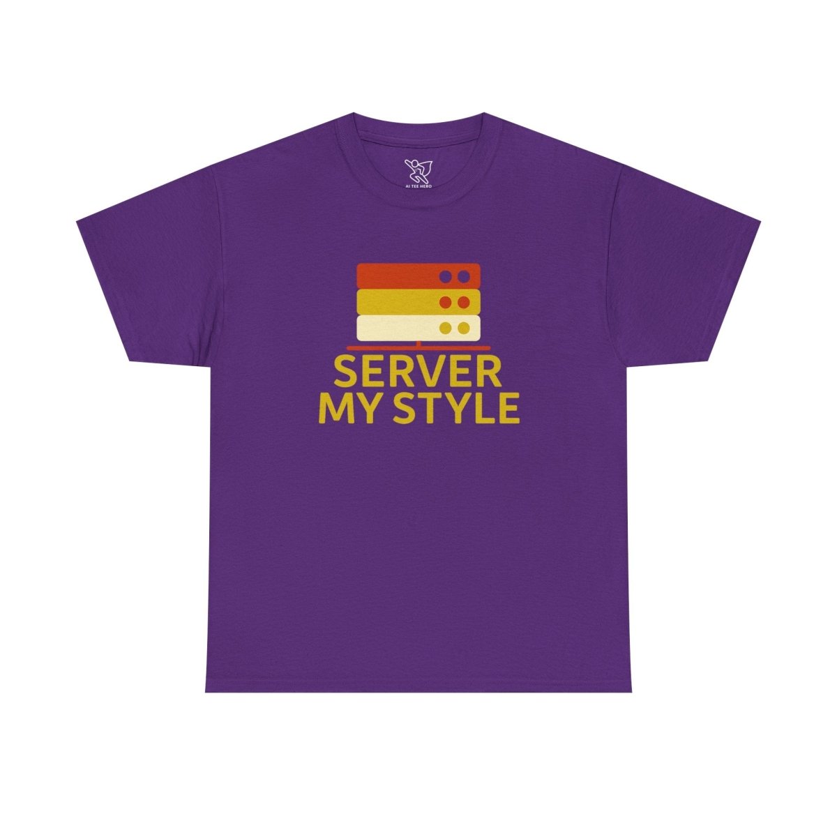 "Server My Style" Unisex Heavy Cotton Tee, Tech Humor Shirt, Geeky Gift, Casual Wear, Birthday Present, Everyday Comfort CW - 2 Yellow Orange - AI Tee Hero