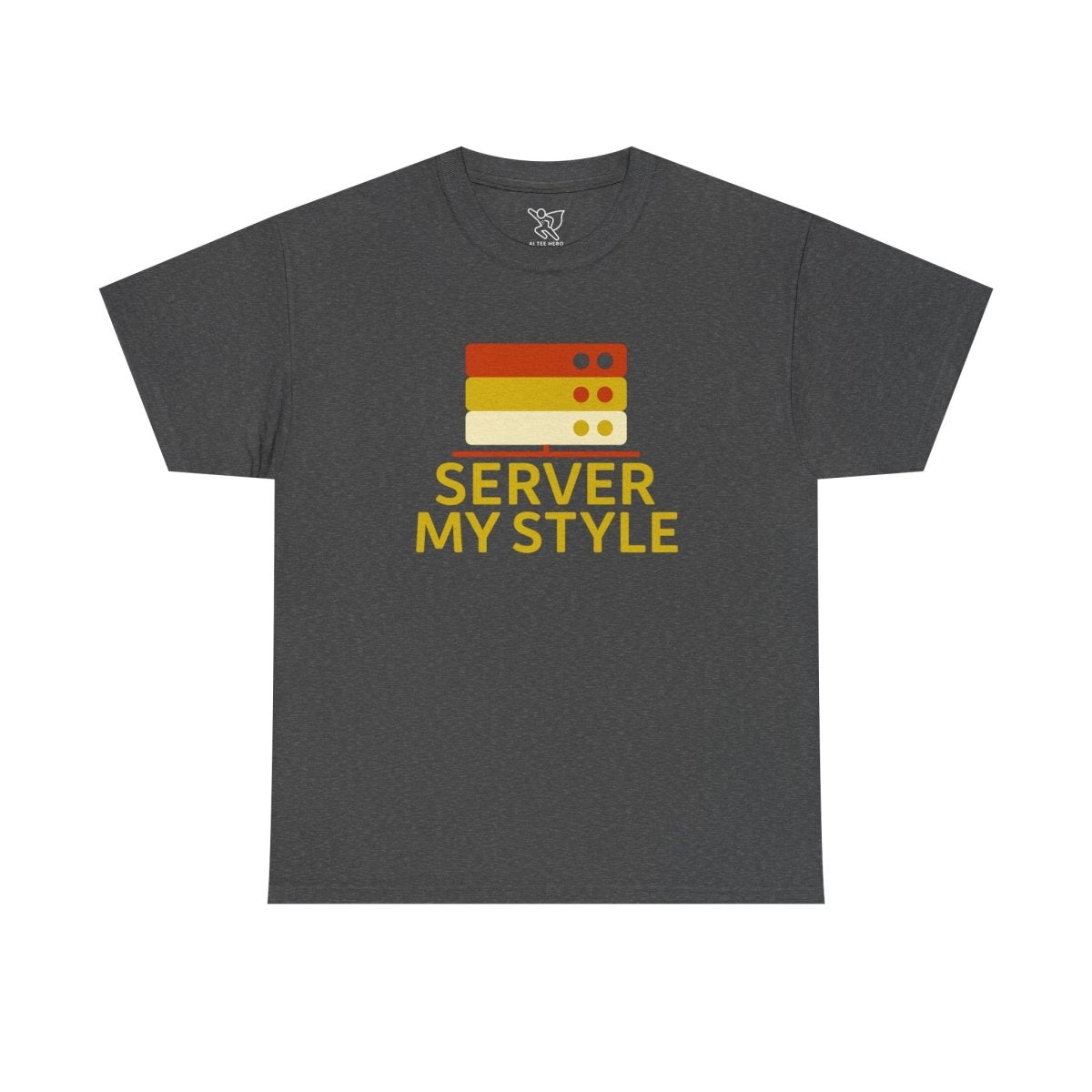 "Server My Style" Unisex Heavy Cotton Tee, Tech Humor Shirt, Geeky Gift, Casual Wear, Birthday Present, Everyday Comfort CW - 2 Yellow Orange - AI Tee Hero