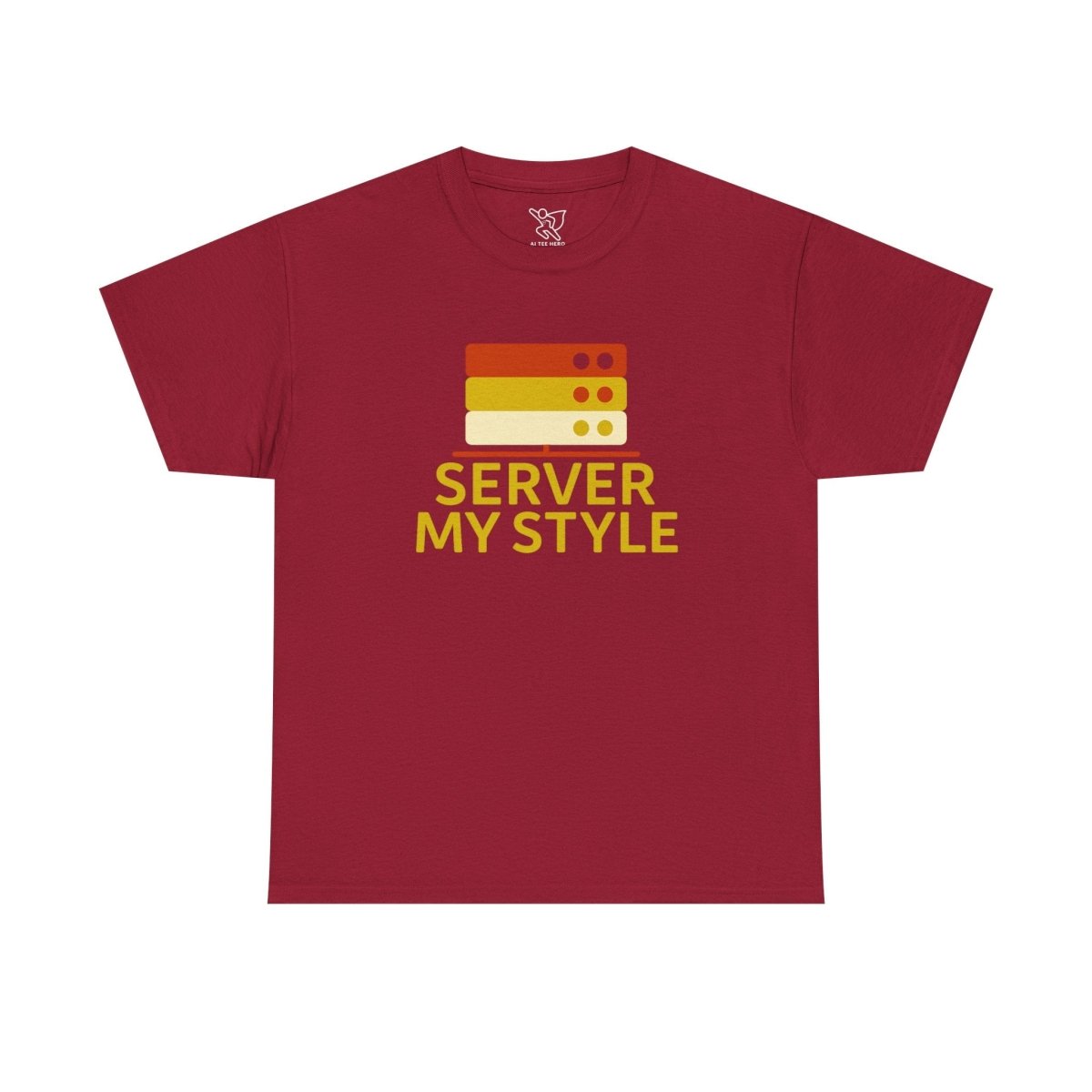"Server My Style" Unisex Heavy Cotton Tee, Tech Humor Shirt, Geeky Gift, Casual Wear, Birthday Present, Everyday Comfort CW - 2 Yellow Orange - AI Tee Hero